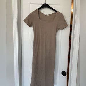 Zenana taupe fitted midi dress, size small